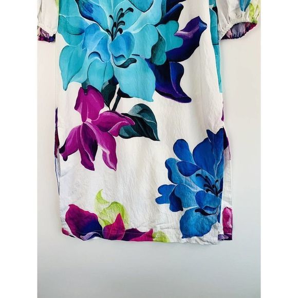 Anthropologie Maeve Printed Midi Dress Women’s Size 8 Floral Ballon Sleeve - Picture 3 of 7